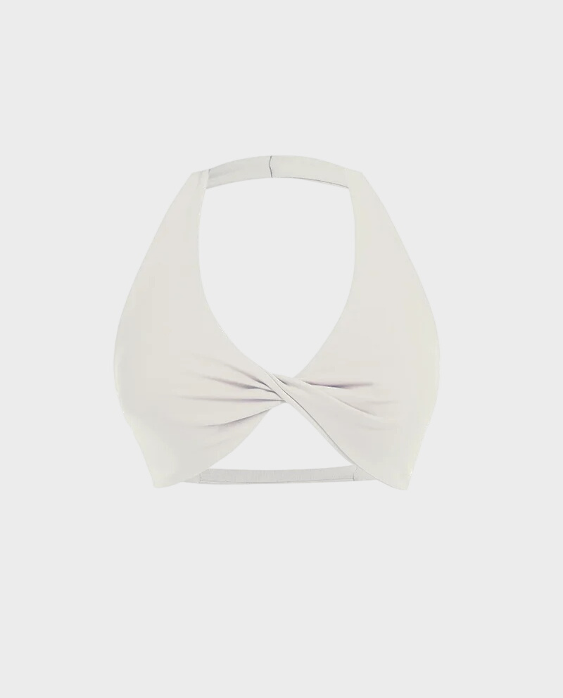 Kremowy crop top z drapowaniem - Image #0