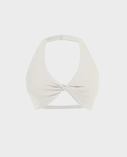 Kremowy crop top z drapowaniem - Image #0