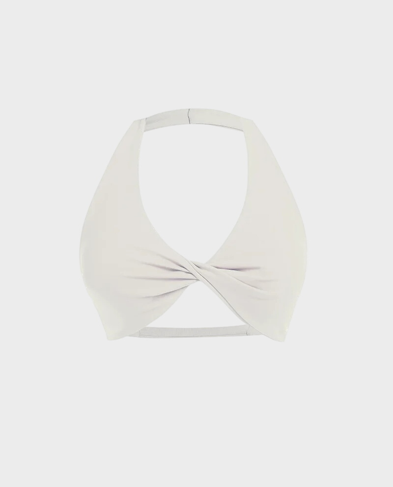 Kremowy crop top z drapowaniem