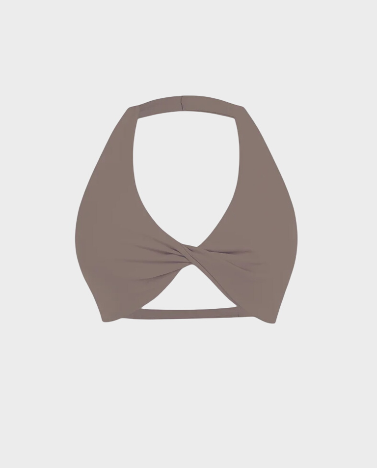 Brązowy crop top z drapowaniem