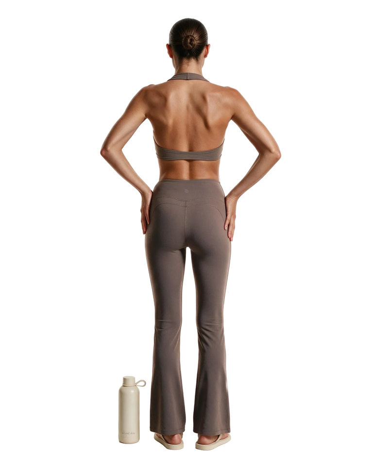 Brązowy crop top z drapowaniem - Image #3
