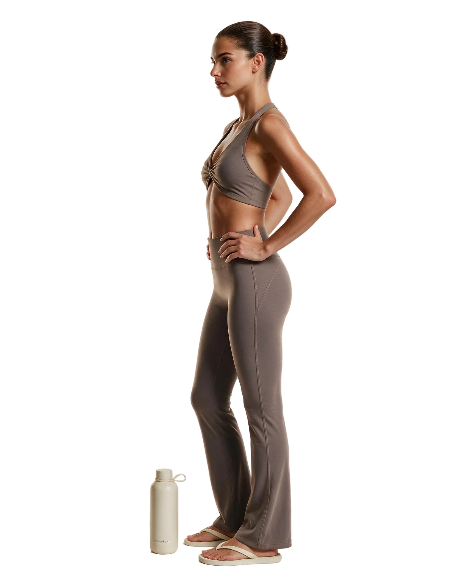 Brązowy crop top z drapowaniem - Image #4