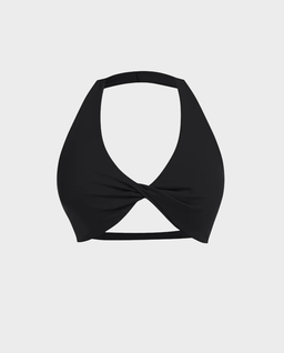 Czarny crop top z drapowaniem - Image #0