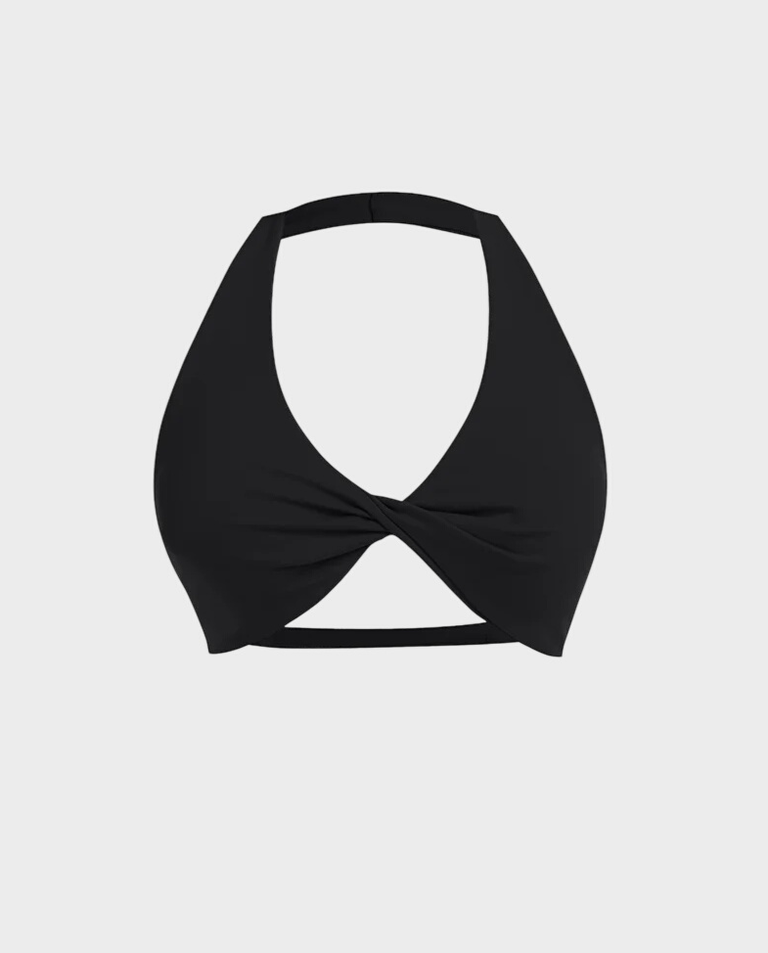Czarny crop top z drapowaniem