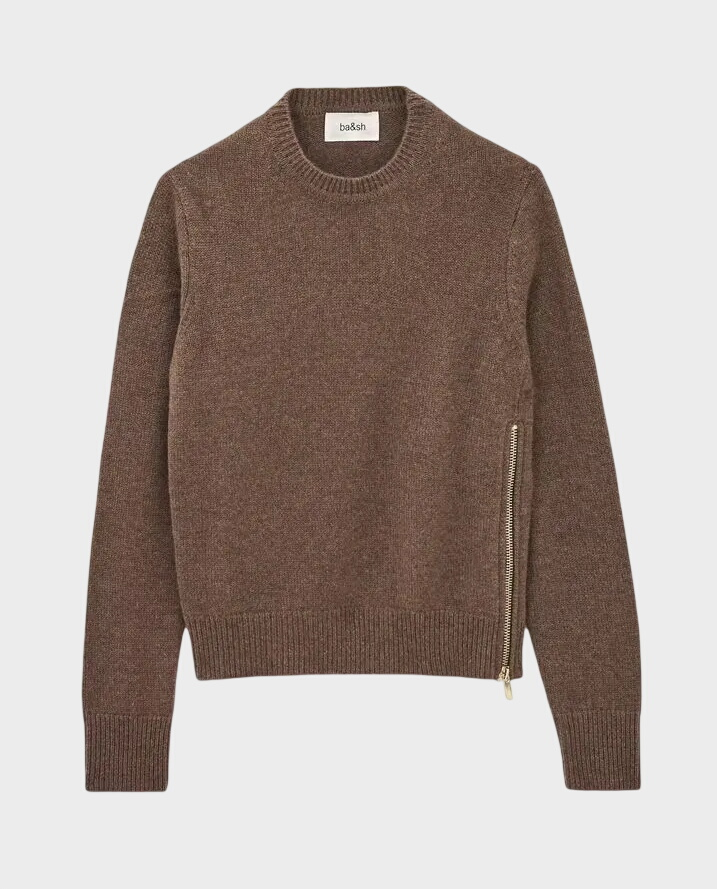 Kaszmirowy brązowy sweter Cheyla