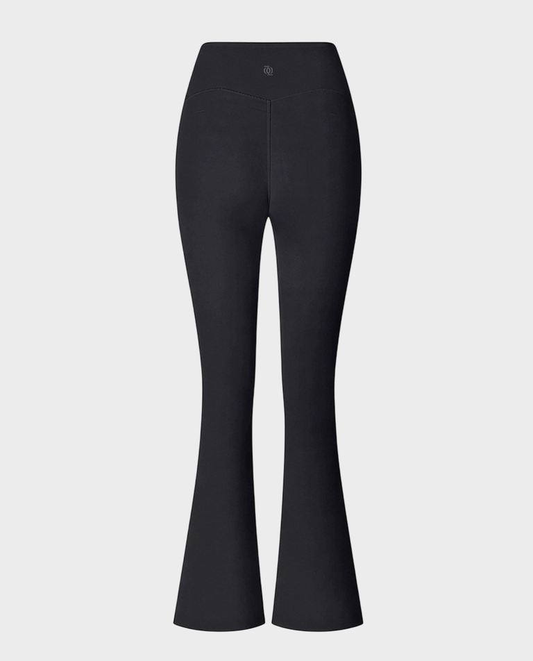 Czarne legginsy flare z wysokim stanem