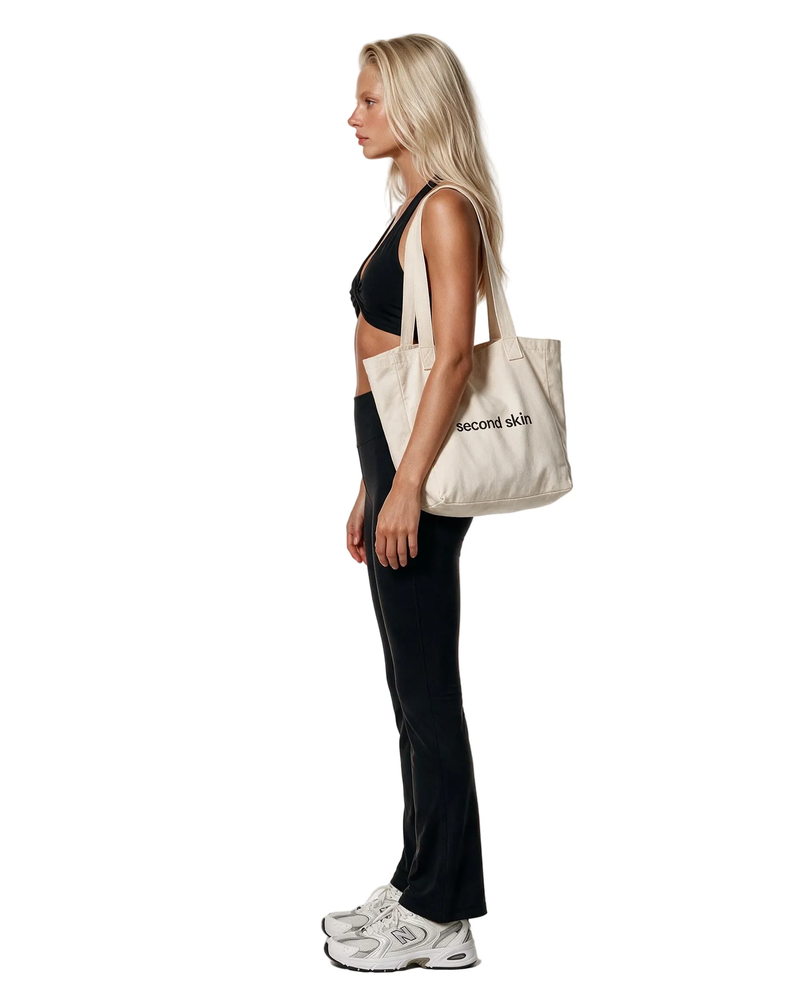 Czarne legginsy flare z wysokim stanem - Image #4