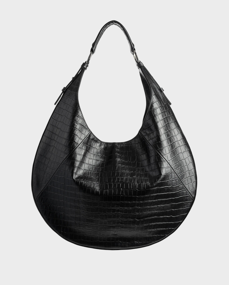Czarna skórzana torba Extra Hobo Croco