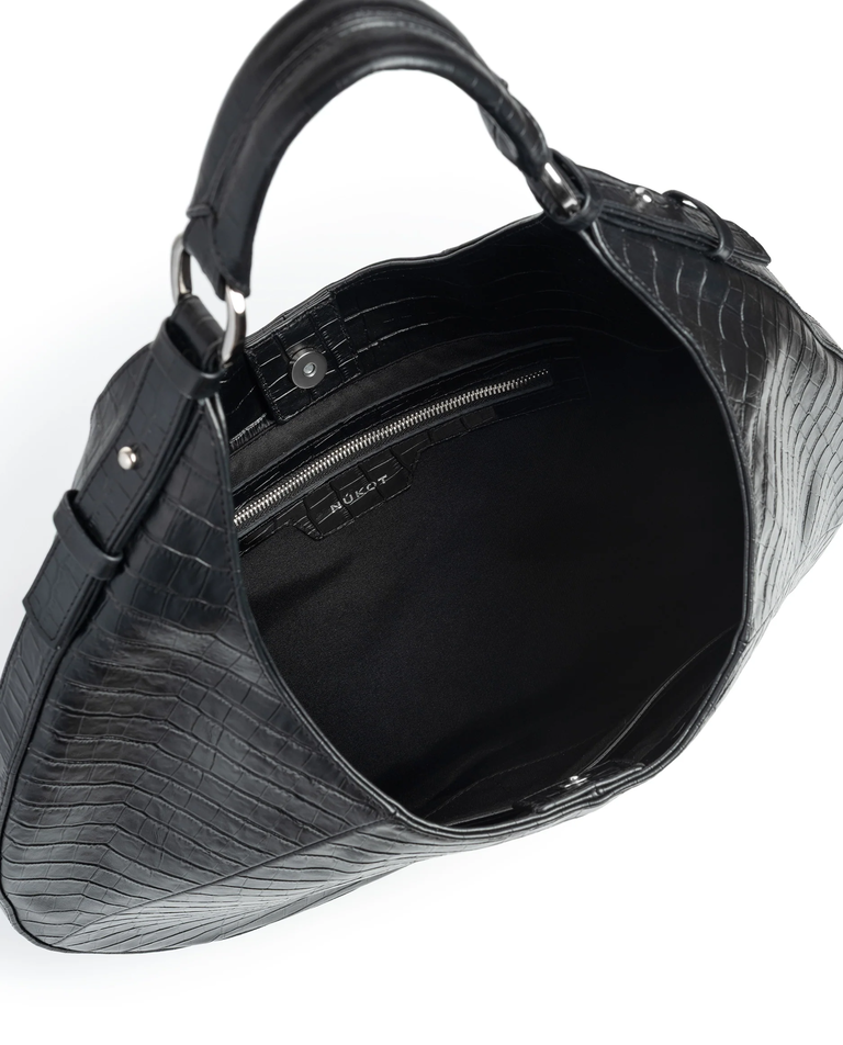 Czarna skórzana torba Extra Hobo Croco