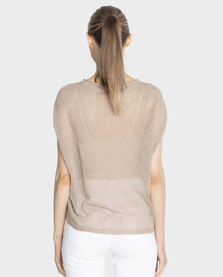 Beżowy sweter z krótkim rękawem