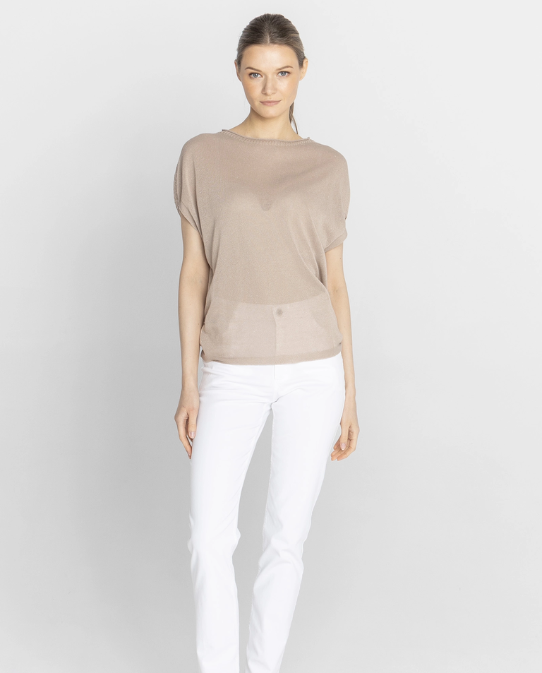 Beżowy sweter z krótkim rękawem - Image #2