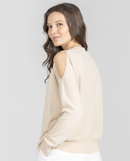 Beżowy sweter z wycięciami na rękawach - Image #1