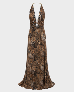 Sukienka maxi w panterkę z odkrytymi plecami - Image #0