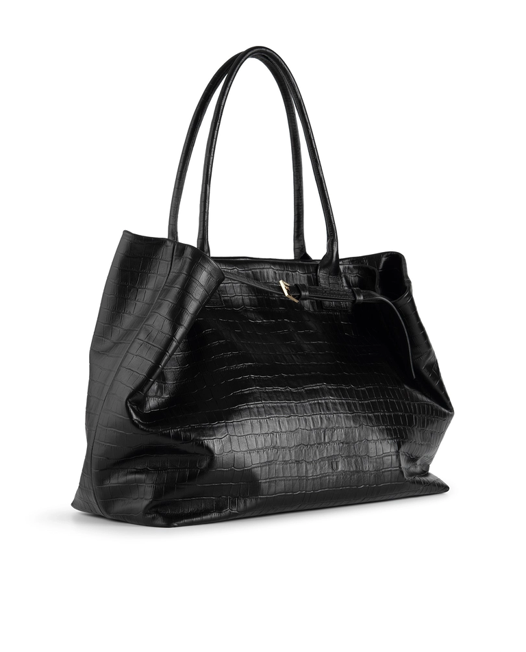 Czarna skórzana torba Tote Croco - Image #2