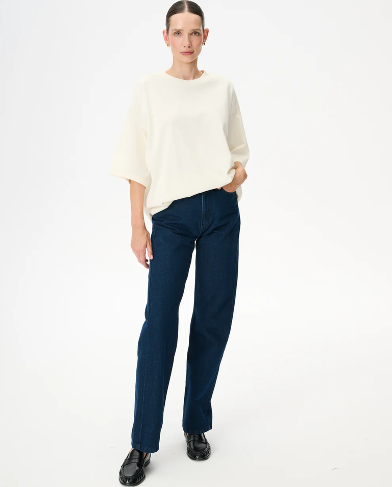 Kremowy t-shirt oversize z bawełny Weston