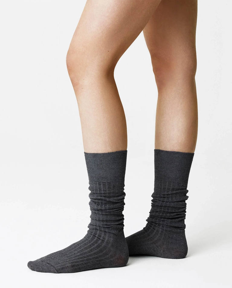 Ciemnoszare podkolanówki Loelle Ribbed