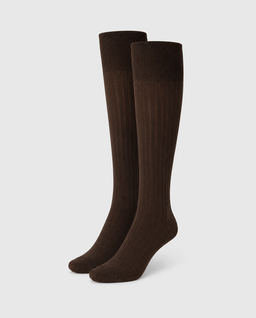 Ciemnobrązowe podkolanówki Loelle Ribbed - Image #3