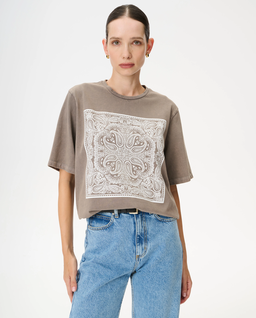 Beżowy t-shirt z nadrukiem Danny - Image #0