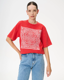 Czerwony t-shirt z nadrukiem Danny - Image #0