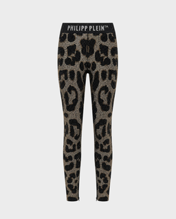 Legginsy w panterkę z kryształami - Image #0