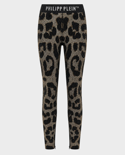 Legginsy w panterkę z kryształami - Image #0