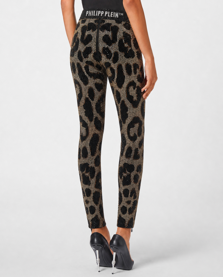 Legginsy w panterkę z kryształami - Image #4