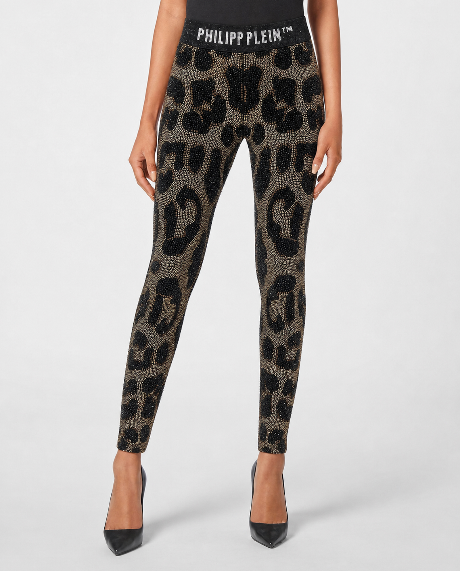 Legginsy w panterkę z kryształami - Image #1