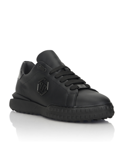 Czarne skórzane sneakersy Low-Top Hexagon - Image #1