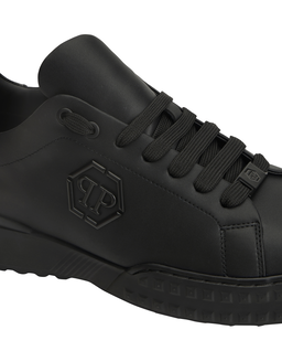 Czarne skórzane sneakersy Low-Top Hexagon - Image #6