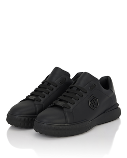 Czarne skórzane sneakersy Low-Top Hexagon - Image #2