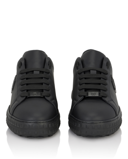 Czarne skórzane sneakersy Low-Top Hexagon - Image #4