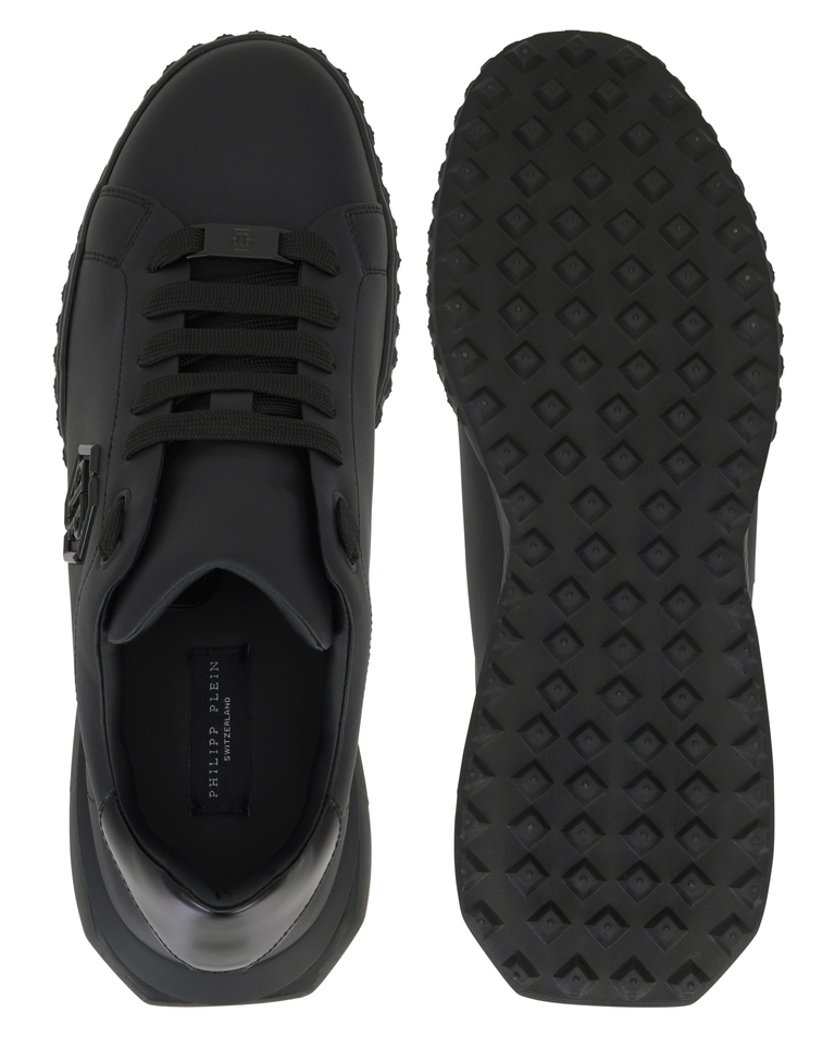 Czarne skórzane sneakersy Low-Top Hexagon - Image #5