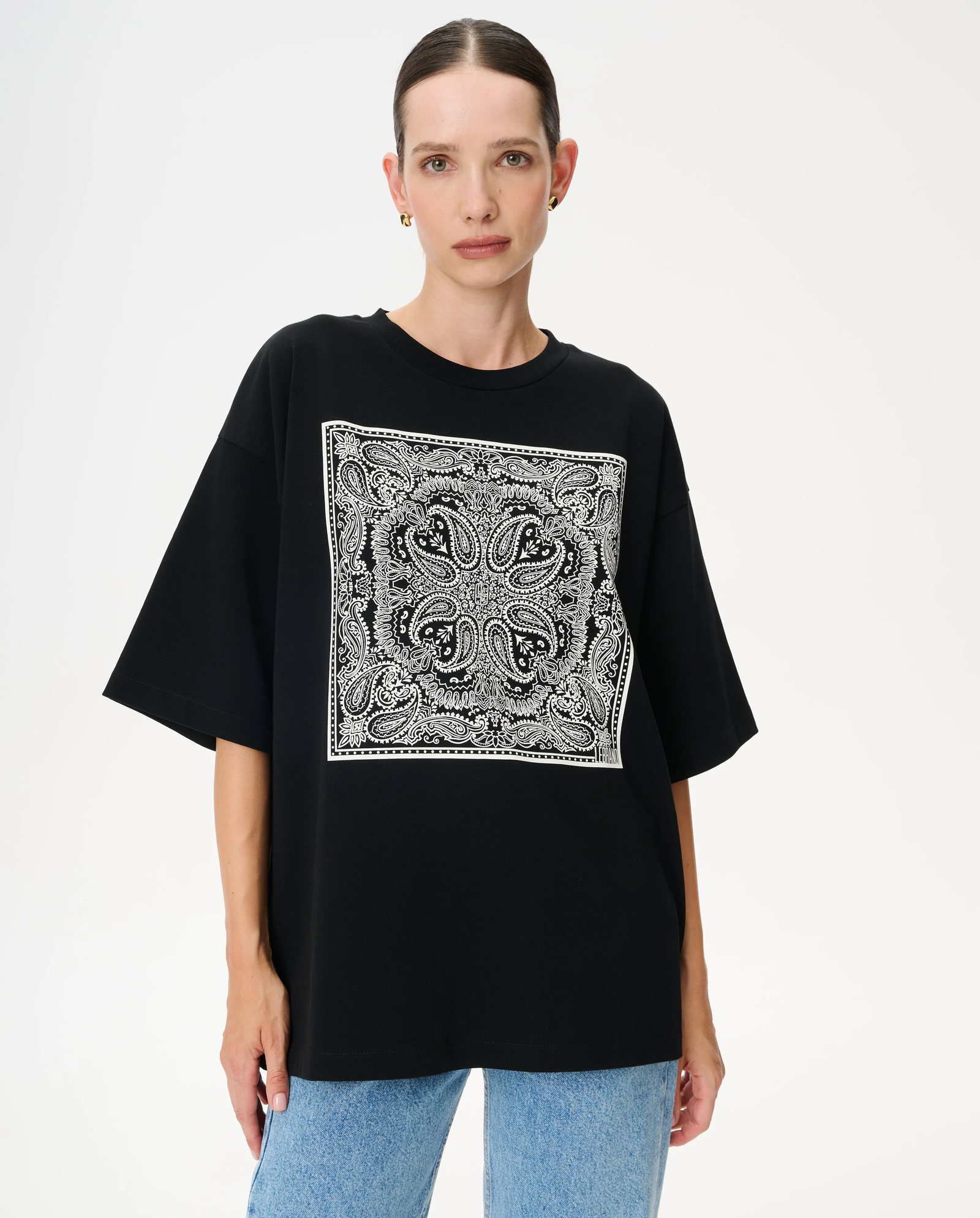 Czarny t-shirt z nadrukiem Weston - Image #0