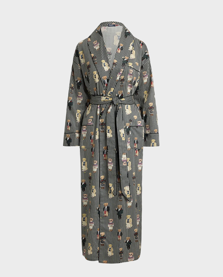 Zielony szlafrok z printem Winter Bear