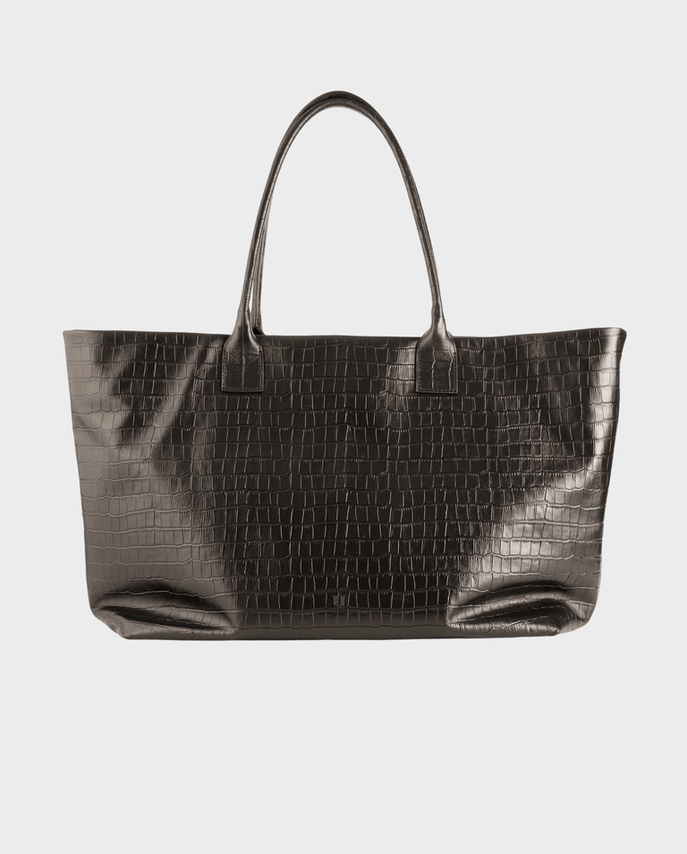 Brązowa skórzana torba Tote Croco