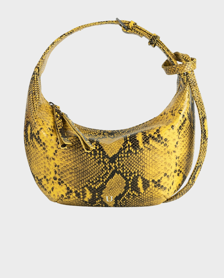 Skórzana torebka na ramię Python Yellow - Image #0