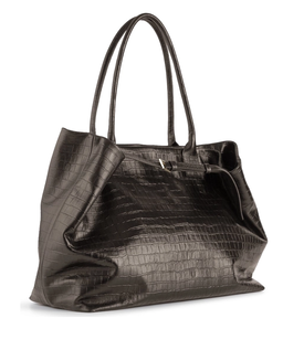 Brązowa skórzana torba Tote Croco - Image #4