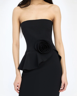 Czarna sukienka maxi z falbaną - Image #3
