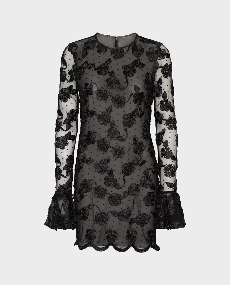 Czarna sukienka mini w kwiaty