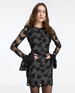 Czarna sukienka mini w kwiaty - Image #3