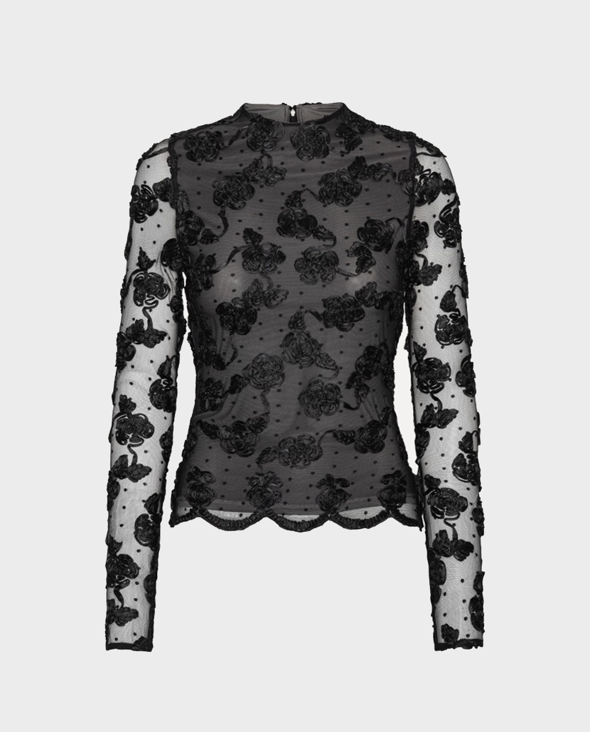 Czarny top w kwiaty - Image #0