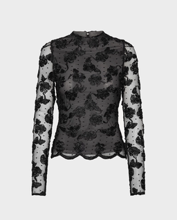 Czarny top w kwiaty - Image #0