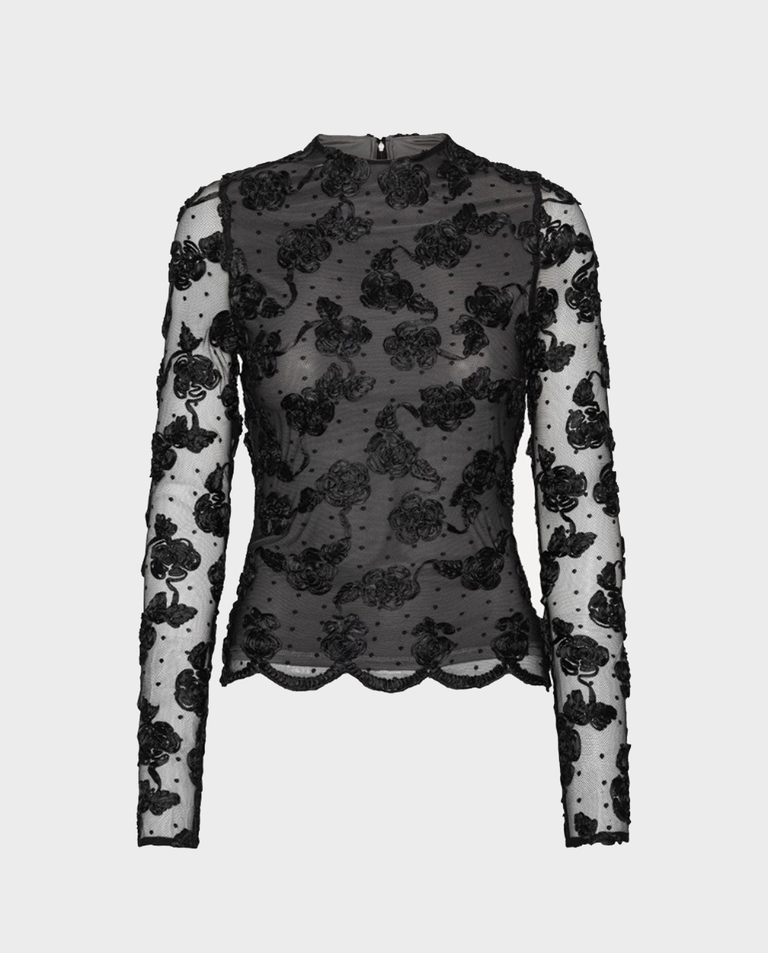Czarny top w kwiaty