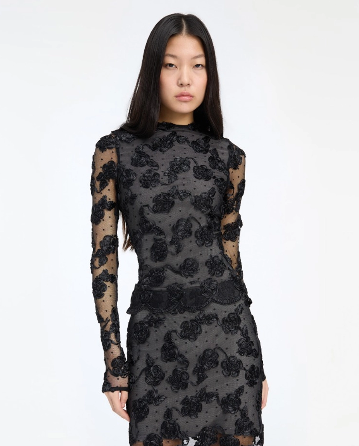 Czarny top w kwiaty - Image #2