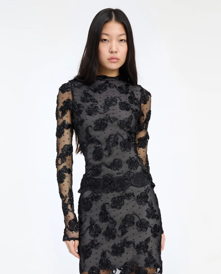 Czarny top w kwiaty - Image #2