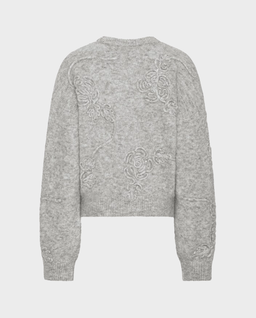 Jasnoszary dzianinowy sweter 3D Flower - Image #1