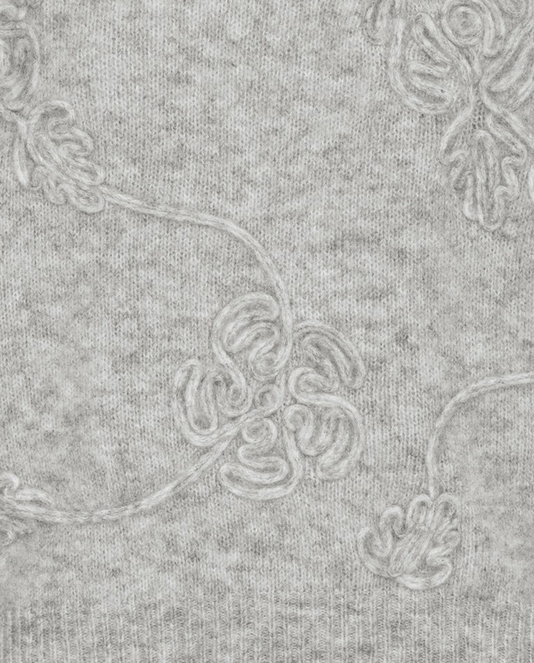 Jasnoszary dzianinowy sweter 3D Flower - Image #2