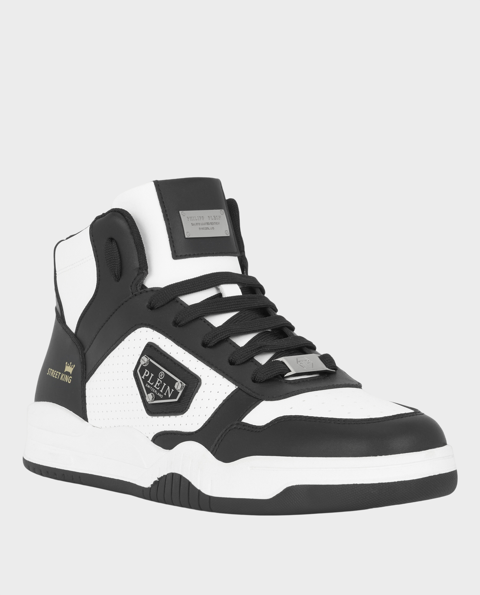 Biało-czarne sneakersy za kostkę - Image #1