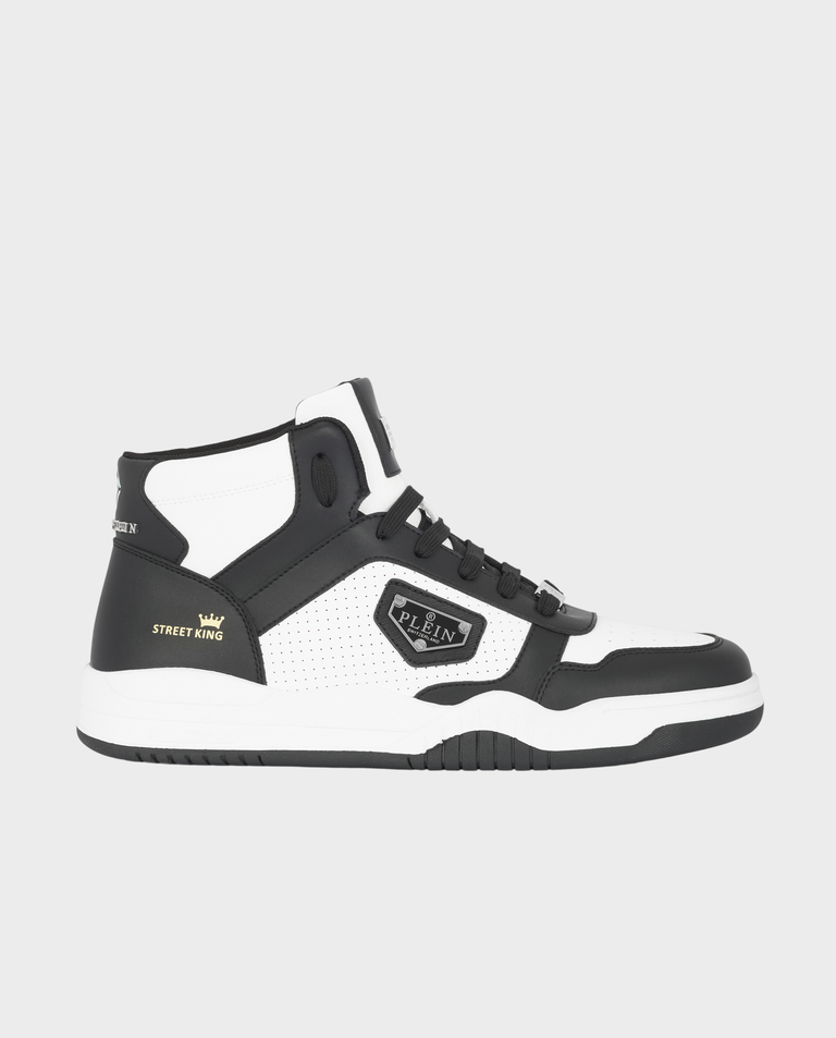 Biało-czarne sneakersy za kostkę