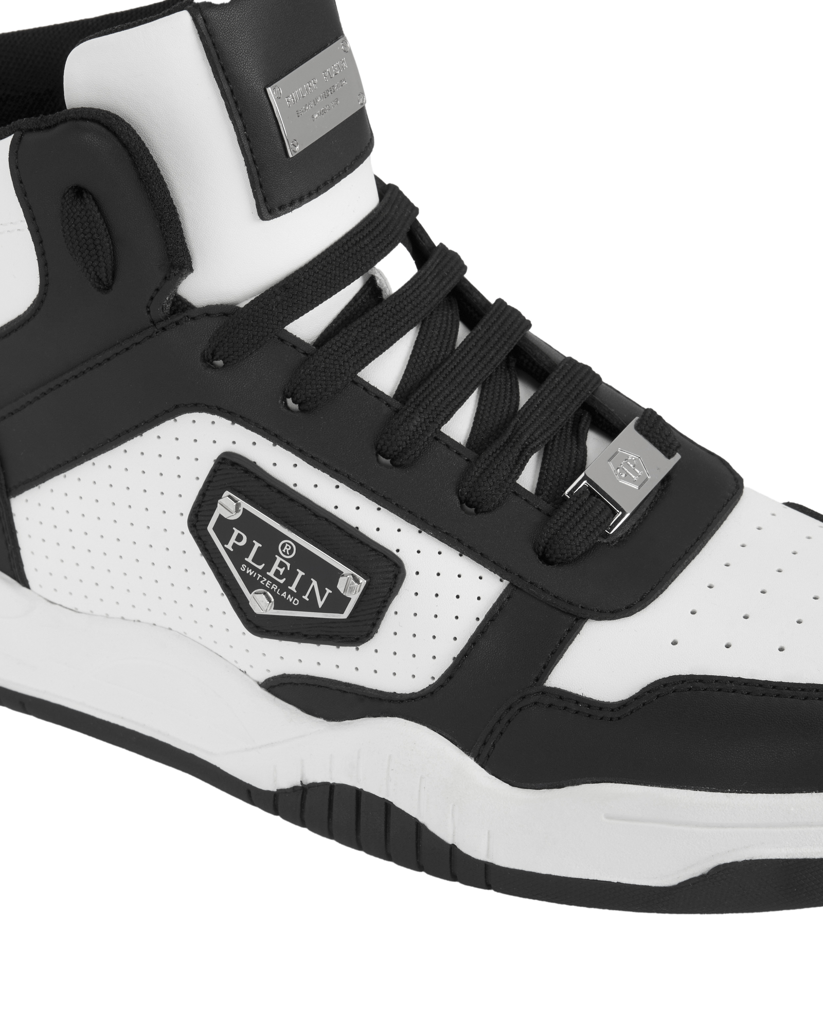 Biało-czarne sneakersy za kostkę - Image #2